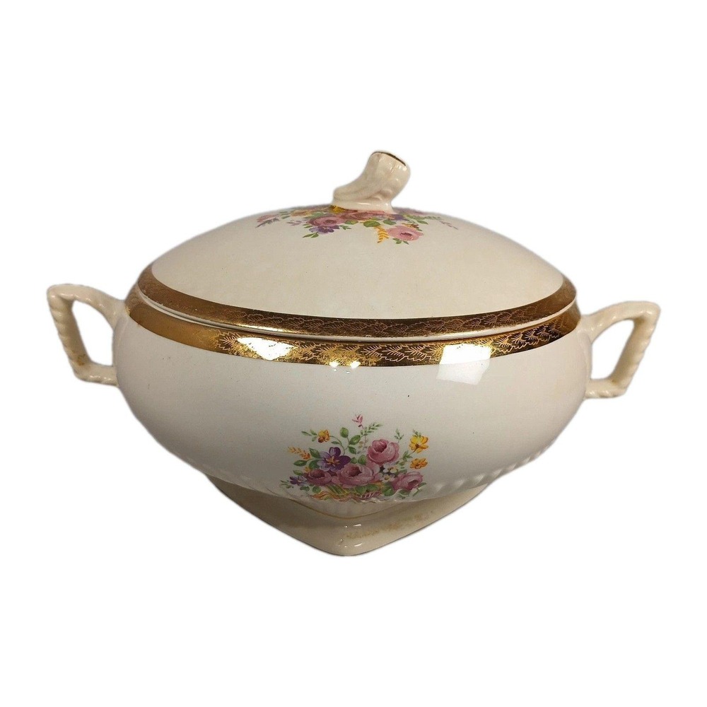 National Brotherhood Operative Soup Tureen 22k Etch Gold Royal China Co.
